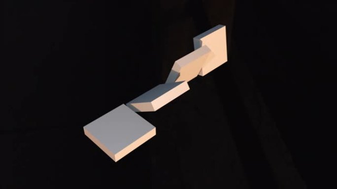将立方体转换为正方形部分的3d渲染。形状变化。计算机生成的几何背景