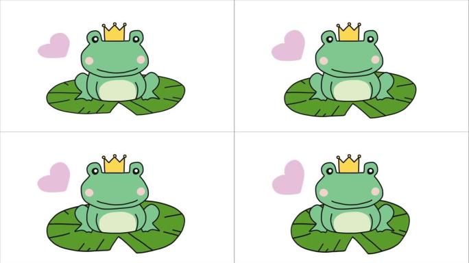 青蛙王子卡通插画涂鸦风格