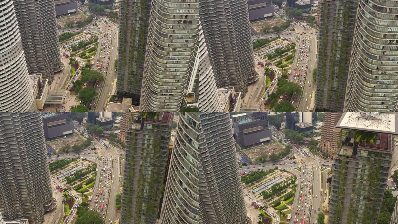 吉隆坡城市日时间市中心交通街空中俯拍全景4k马来西亚