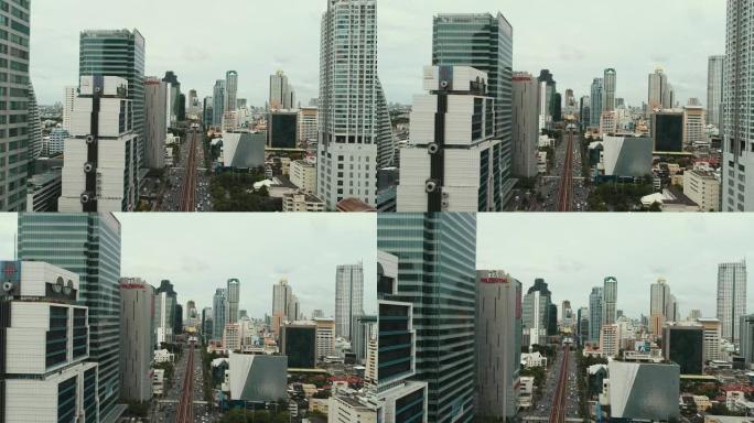 曼谷市鸟瞰图高楼大厦城市建设