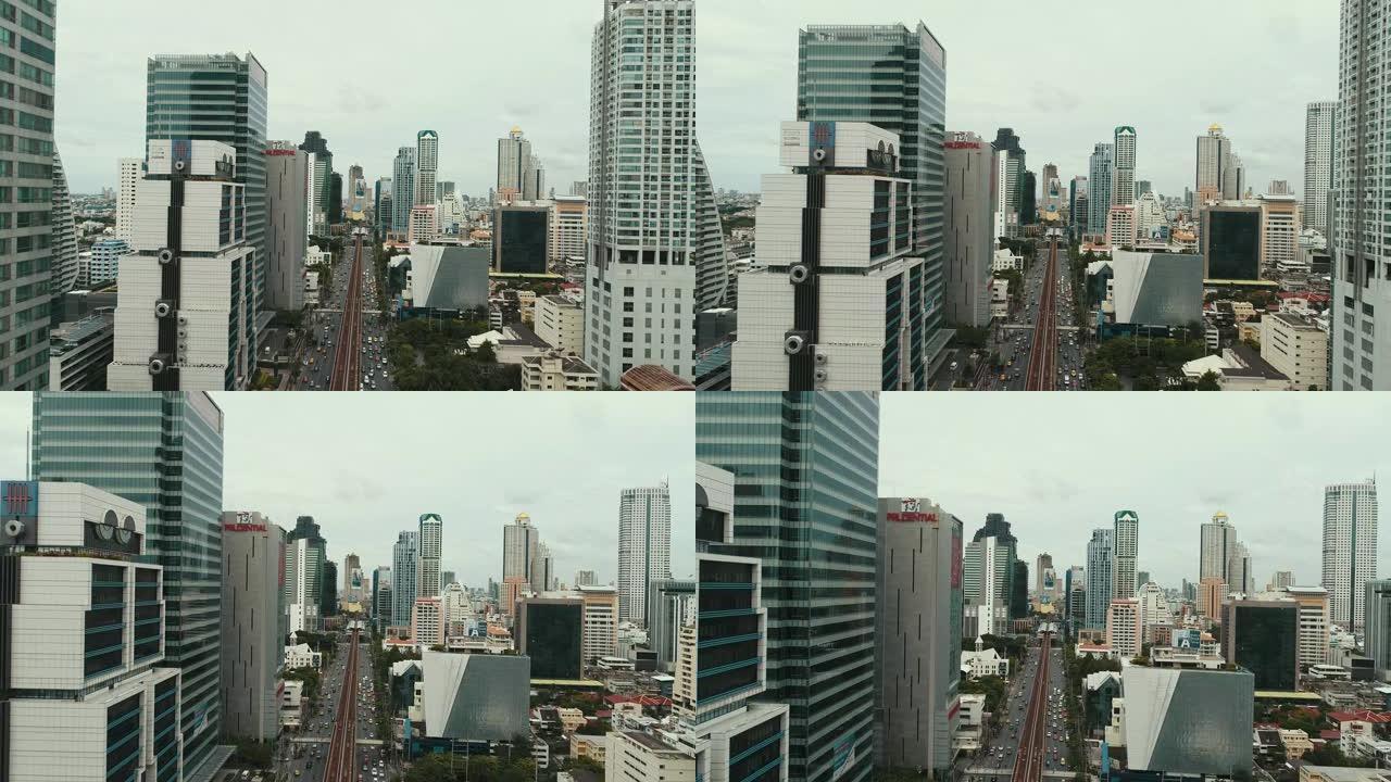 曼谷市鸟瞰图高楼大厦城市建设