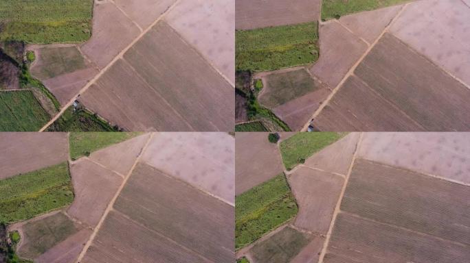 通过无人机对耕地和农田的鸟瞰图。
