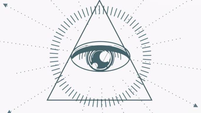 深奥的神秘符号科技眼睛全息线条三角形