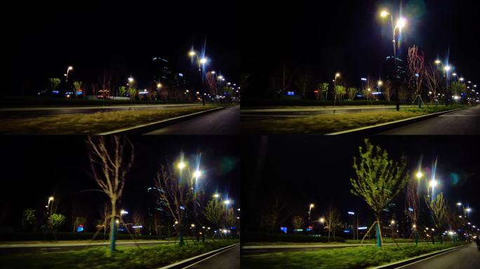 城市夜晚马路夜景汽车窗外的风景视频素材4