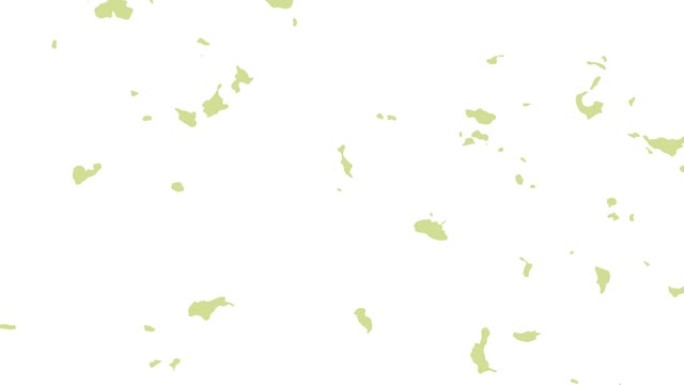 白色背景上移动的绿色形状的抽象动画。无缝循环动画背景，壁纸。
