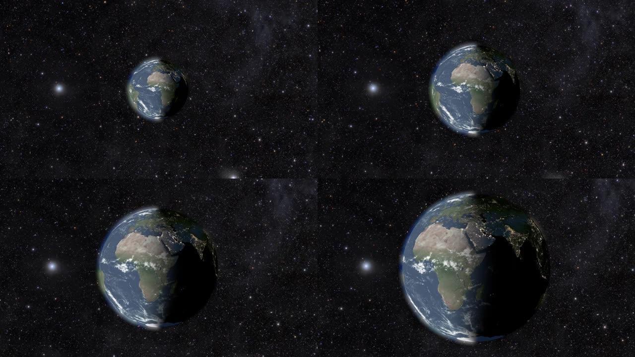 地球自转放大地球穿越地球动画