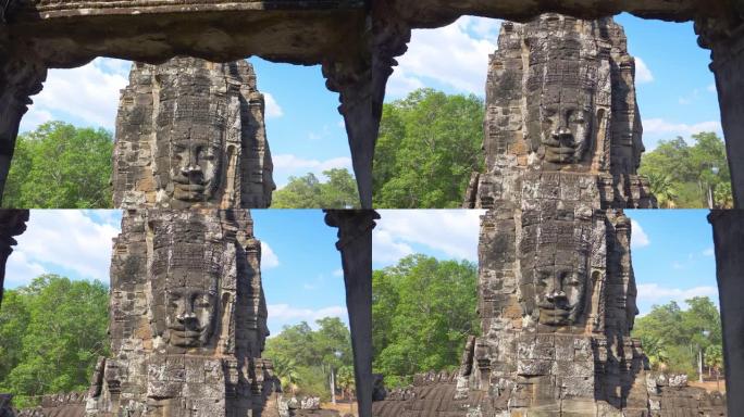 柬埔寨暹粒吴哥窟综合大楼巴戎寺的面楼