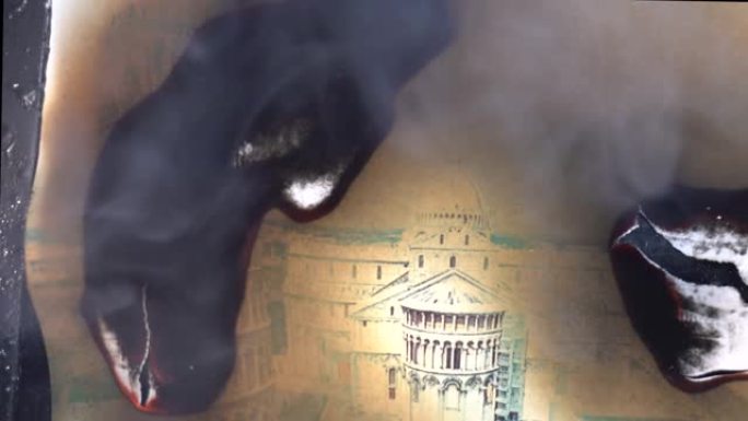 意大利托斯卡纳比萨斜塔的闷烧照片。时间流逝。4K。