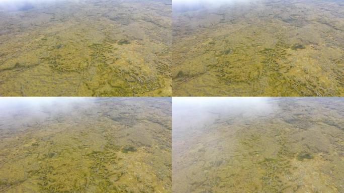 飞越冰岛的Eldhraun熔岩，空中4k高角度无人机视图
