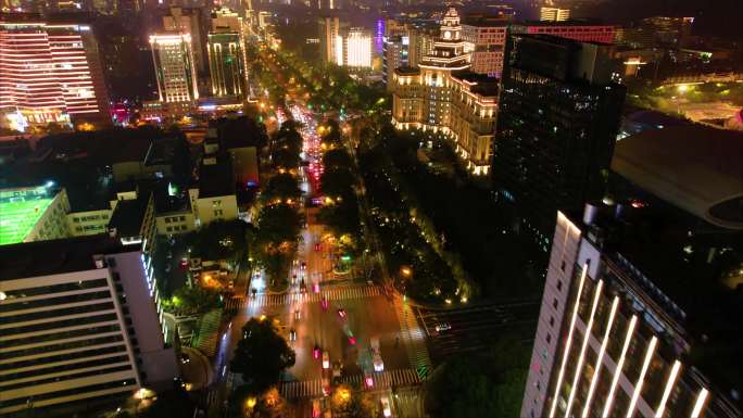 杭州西湖区天目山路黄姑山路夜景车流延时_