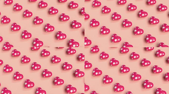 粉色心形抽象运动3d渲染