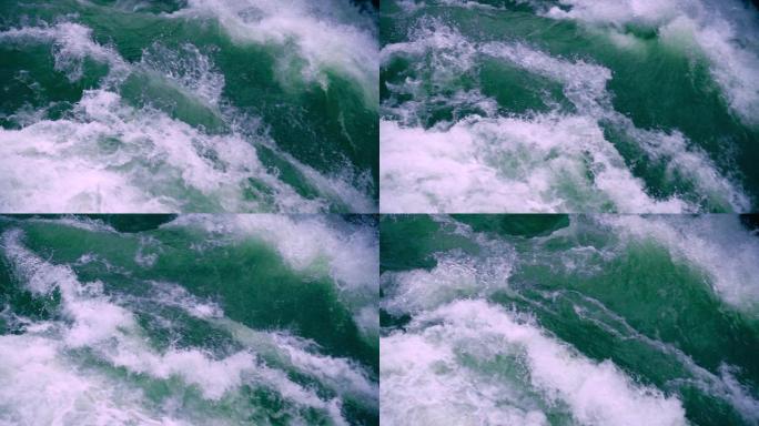 慢动作表面沸水惊涛骇浪大海水海浪花翻滚