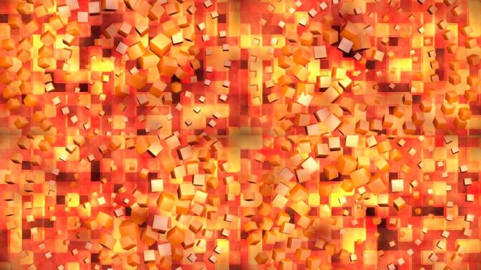 广播高科技旋转立方体方块，橙色，抽象，3D，可循环，高清