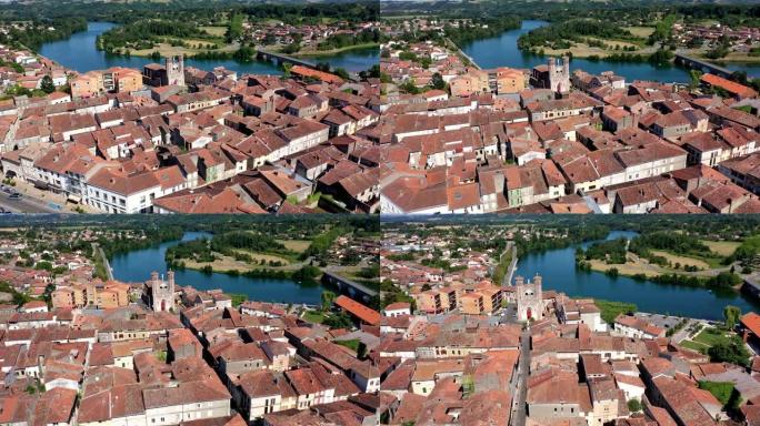 加龙河上的Cazeres城市景观和巴黎圣母院