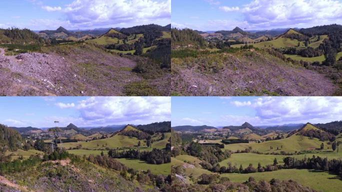 空中轻度森林砍伐山区山地山川