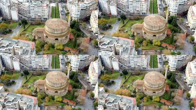 从塞萨洛尼基城市建筑的空中视角看