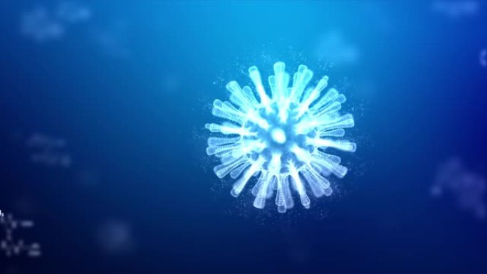 3D渲染新型冠状病毒肺炎冠状病毒爆发的感染病毒，病毒2019，3D医学中的漂浮感染细胞在显微镜下，世