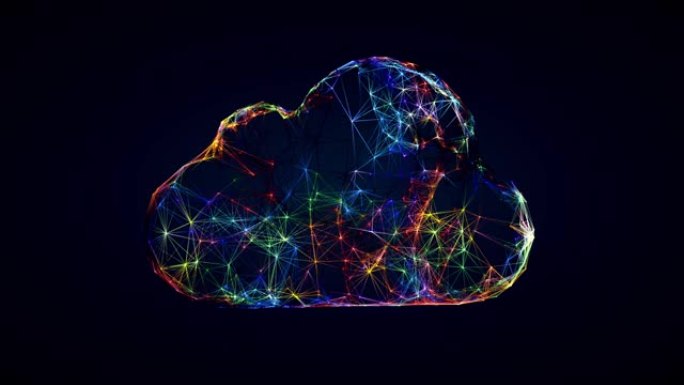 云技术符号，从连通线实现云形的3D动画