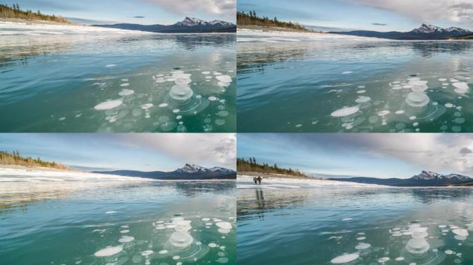 冬季的亚伯拉罕湖云景-时间流逝