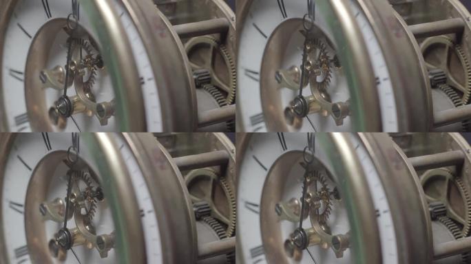 特写古董时钟机械表时间流逝时光