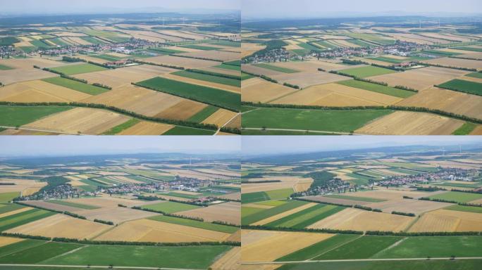 夏季飞越奥地利田野景观飞机窗口视点全景4k
