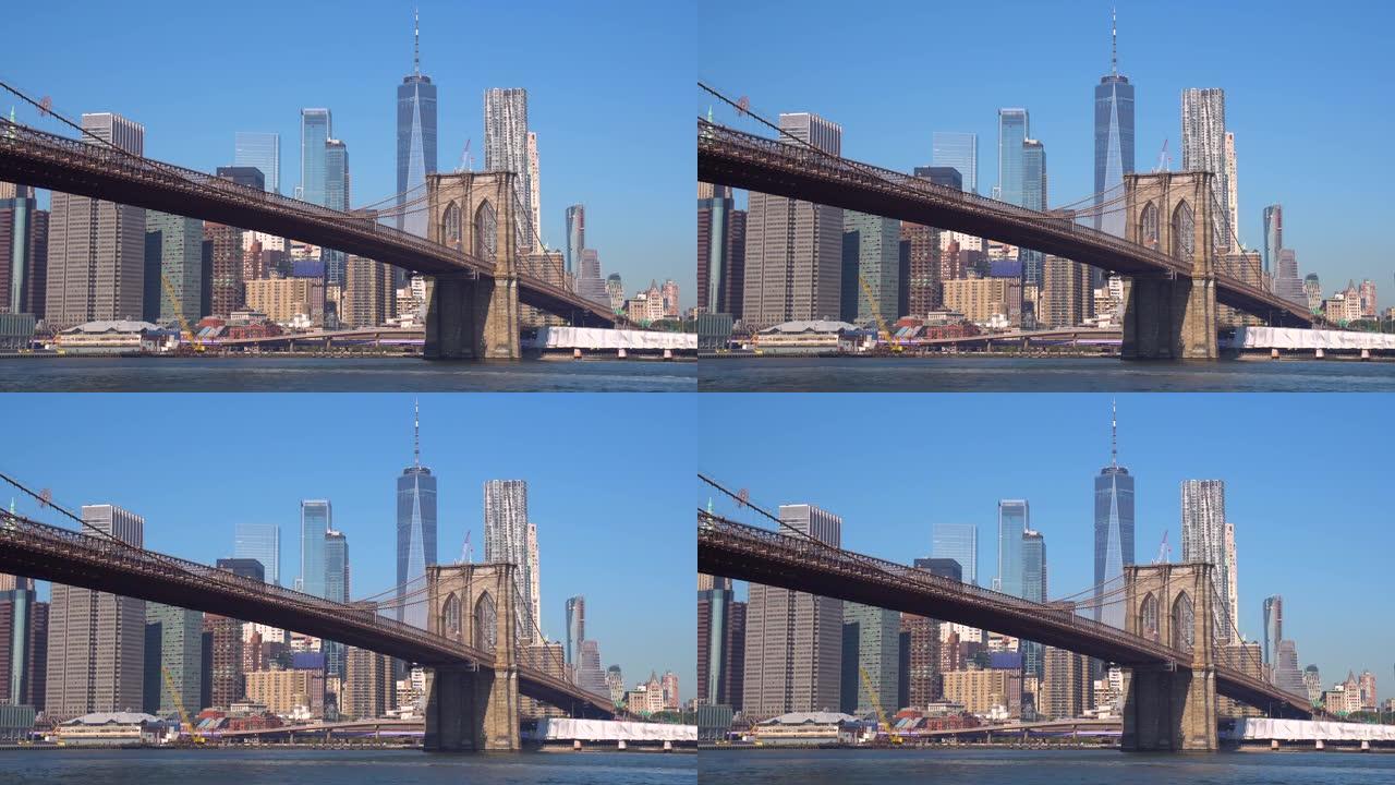 布鲁克林大桥和曼哈顿天际线女士/美国纽约市