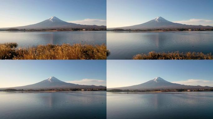 日本河口湖富士山4k航拍