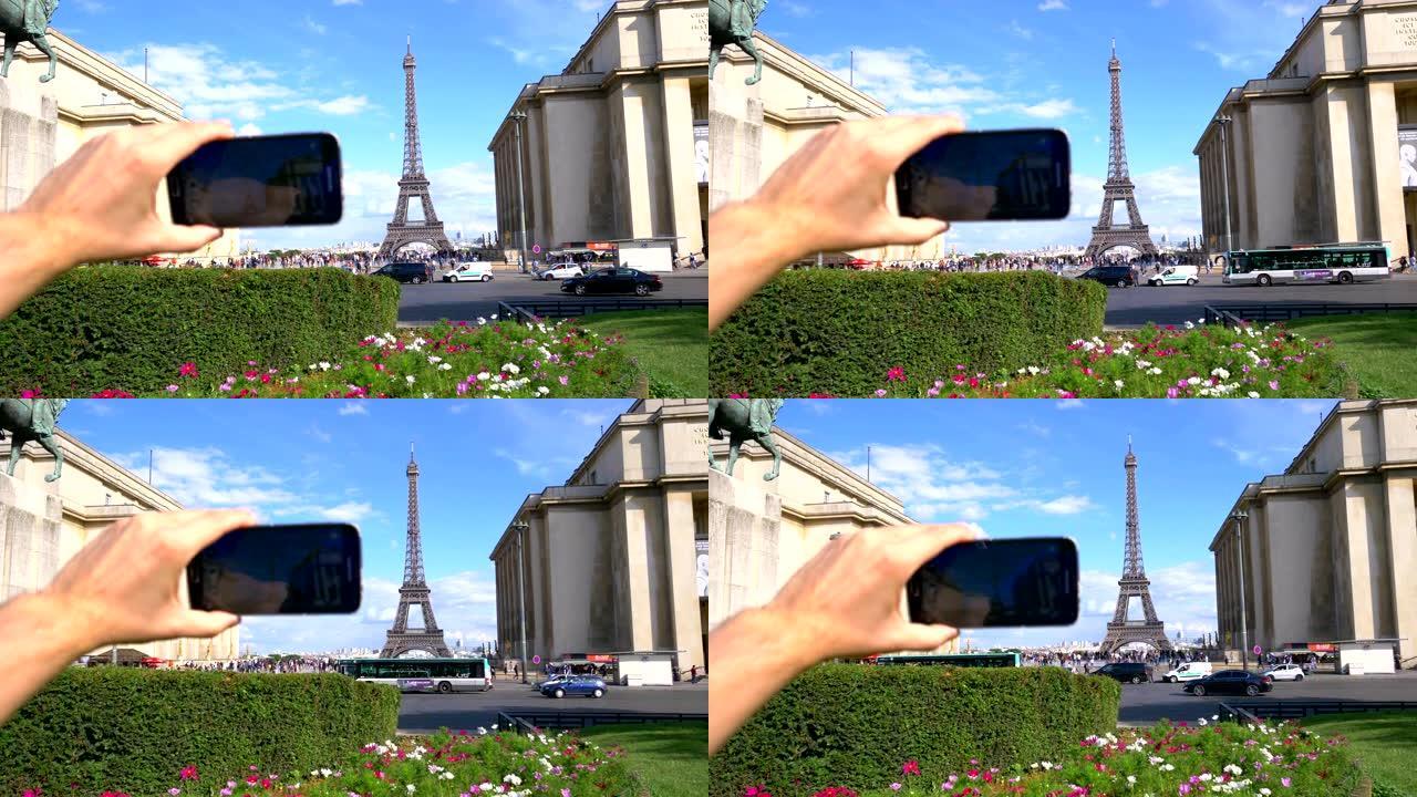 以4k慢动作60fps拍摄巴黎埃菲尔铁塔的视点