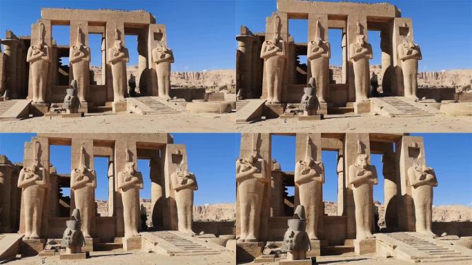 Ramesseum-公元前十三世纪法老拉美西斯二世的纪念神庙，卢克索上埃及的Theban墓地的一部分