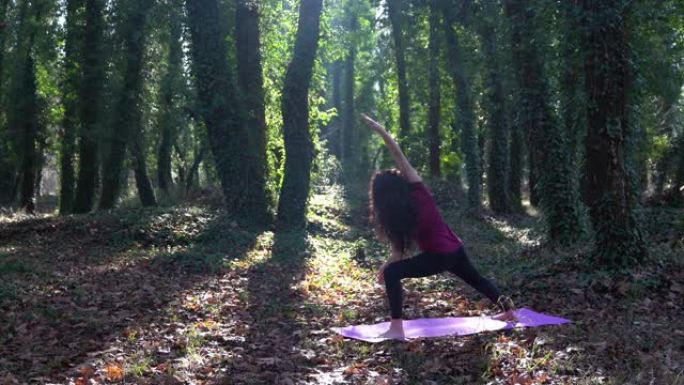 成年女性在丛林中做瑜伽练习的4k视频