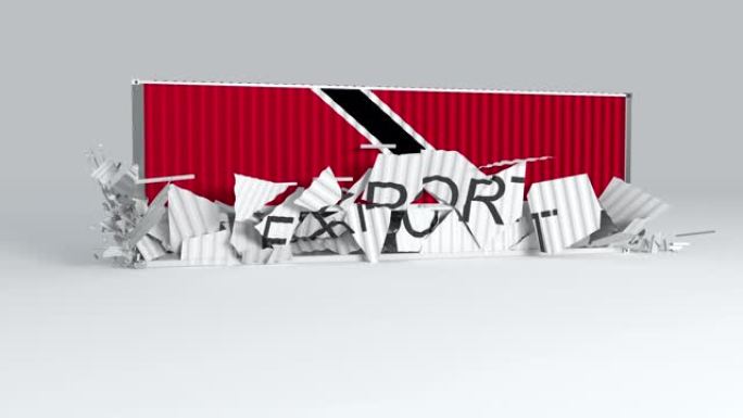 特立尼达和多巴哥集装箱，旗帜落在标有“出口”的集装箱上