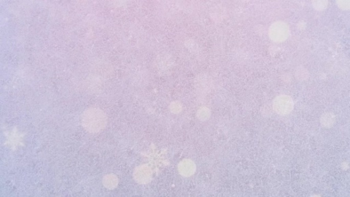 雪花飘落的冰面的淡粉色背景