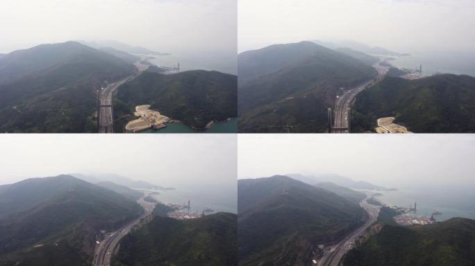 香港空中v218飞越汲水门大桥往大屿山方向