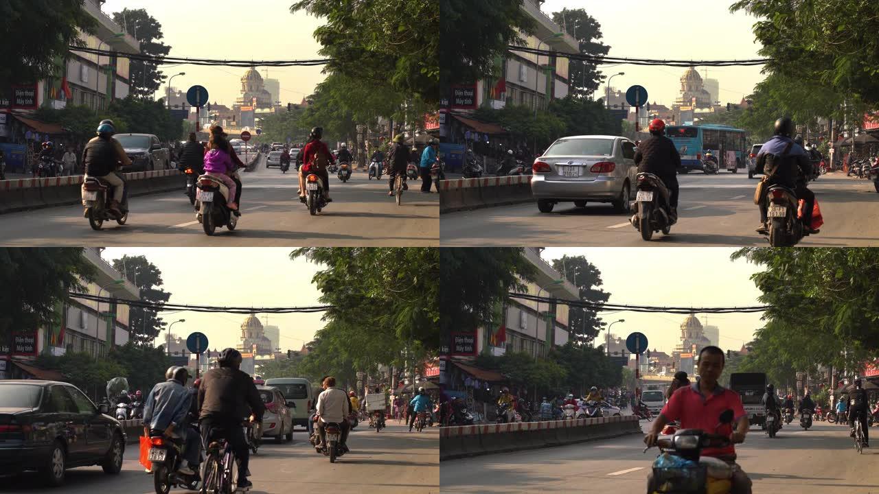 河内的城市交通。越南。4K UHD延时。