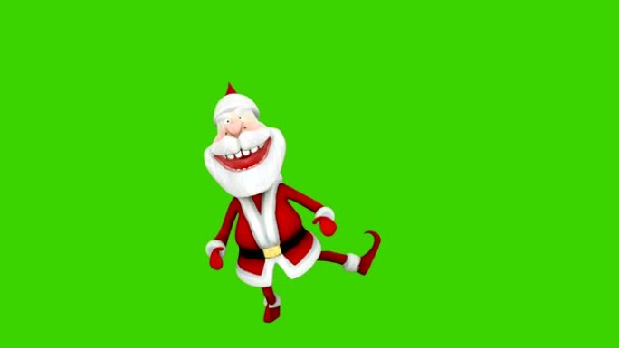 欢快的圣诞老人的舞蹈。圣诞节的概念。绿色屏幕前的循环动画。