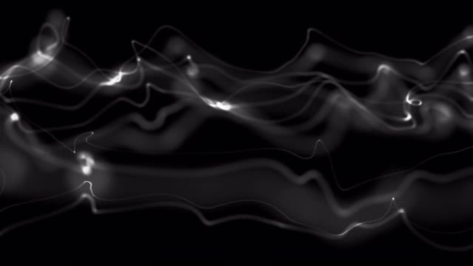 黑色背景上柔滑闪亮的抽象波浪运动