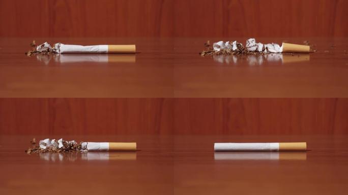 香烟分成许多小零件