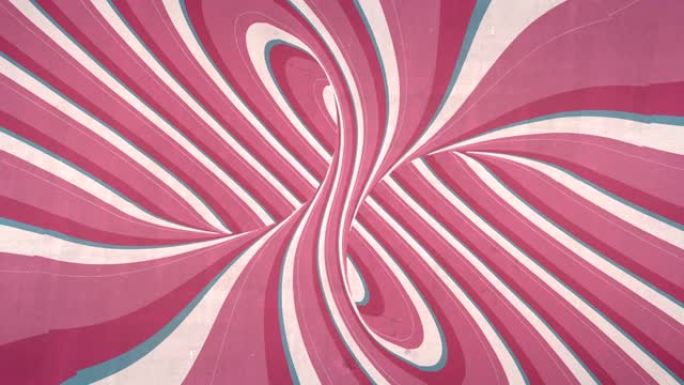 幻想旋转催眠螺旋光学错觉与粉红色的斜条纹。数字无缝循环动画。3d渲染。4K，超高清分辨率