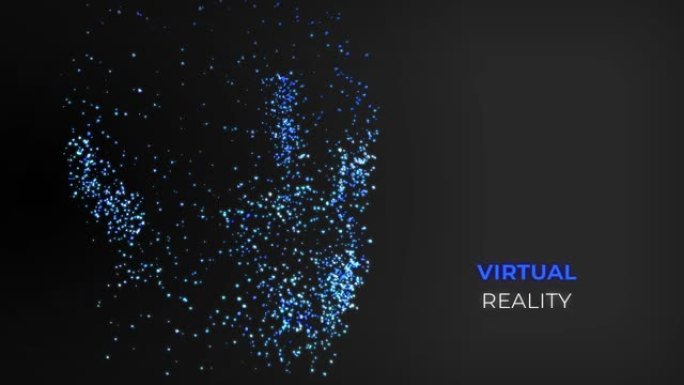 虚拟现实蓝色粒子汇聚互联网科技三维动画