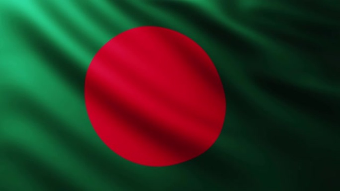 孟加拉国大旗全屏背景在风中飘扬