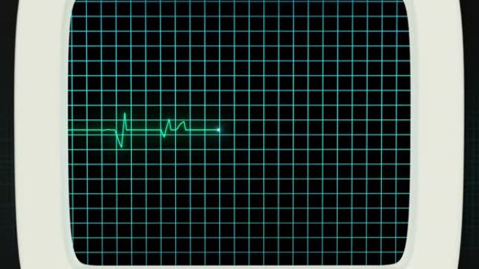 心跳线在显示器上反射，3d渲染。