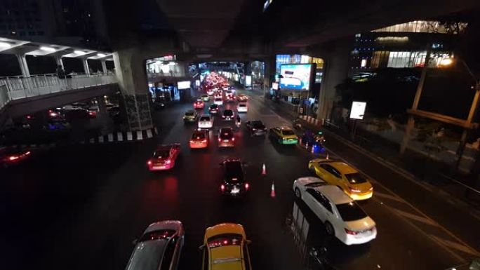 曼谷交通繁忙行驶车窗外汽车第一视角