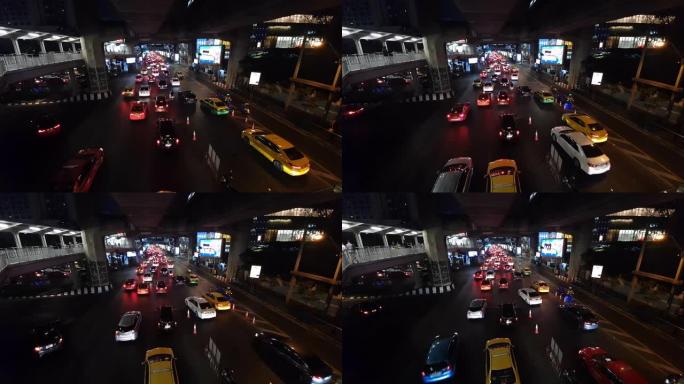 曼谷交通繁忙行驶车窗外汽车第一视角