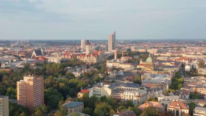 德国莱比锡。市中心鸟瞰图