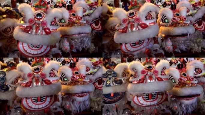 中国狮子组在新年节期间表演。
