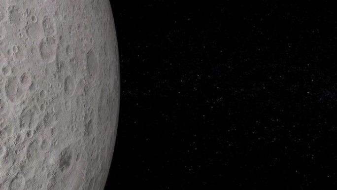 飞越月球表面。从宇宙飞船看