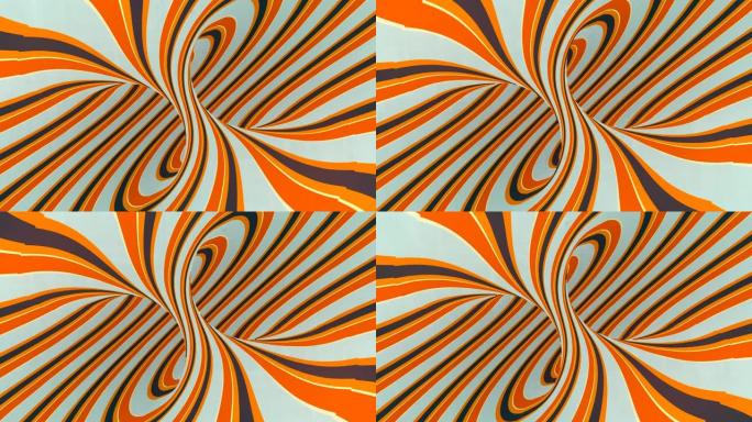 抽象创意催眠彩色螺旋幻想视错觉背景。3d渲染数字无缝循环动画。4K，超高清分辨率