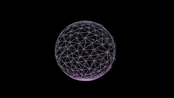 黑暗背景上的闪光全息3D球体。数字丛模式中的全息地球。汽波/合成波风格，80年代-90年代美学。
