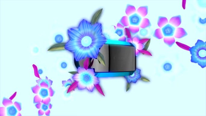 鲜花盛开的虚拟现实耳机