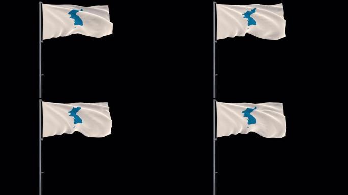 韩国统一旗透明背景，4k视频alpha透明